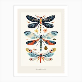 Colourful Insect Illustration Damselfly 7 Poster Art Print