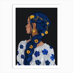 Blue Haired Girl 4 Art Print