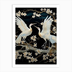 Crane Tsuru Japanese Style Illustration 3 Art Print