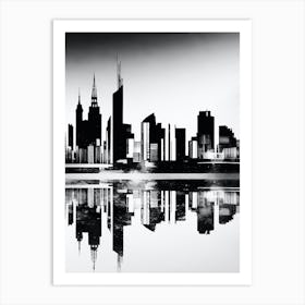 City Skyline In Black And White Art Print