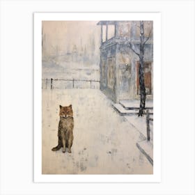 Vintage Winter Animal Painting Fox 2 Art Print