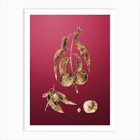 Gold Botanical Walnut Peach on Viva Magenta n.1401 Art Print