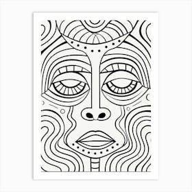 Geometric Simple Line Illustration Of Face 2 Art Print