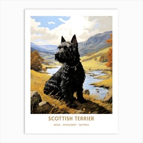 Scottish Terrier (Dog Breed - Travel Poster Style) 3 Art Print