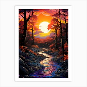 Sunset In The Forest 1 Art Print