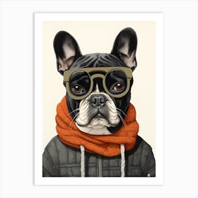 French Bulldog Dog Wearing Glasses Art Print