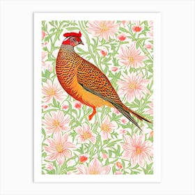 Pheasant William Morris Style Bird Art Print