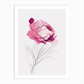 Peony Floral Minimal Line Drawing 2 Flower Art Print