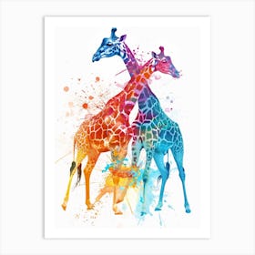 Giraffe Pair Watercolour 4 Art Print