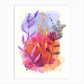 Watercolor Of Leaves Art Print