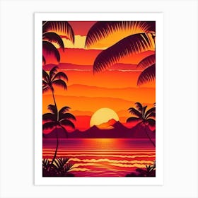 Hawaii Retro Sunset 1 Art Print