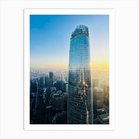 A Picture Of A Contemporary Office Building Its Sleek Facade Reflecting The Early Morning Sunlight Art Print