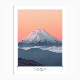 Cotopaxi Ecuador Color Line Drawing 7 Poster Art Print