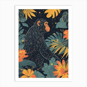 Chimpanzee In The Jungle Art Print