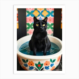 Cat In A Bowl Art Print