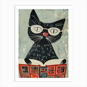 Reading Cat Art Print