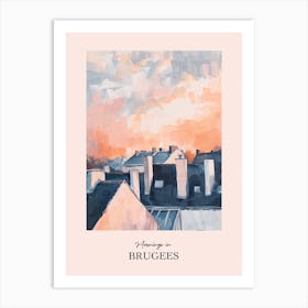 Mornings In Brugees Rooftops Morning Skyline 2 Art Print