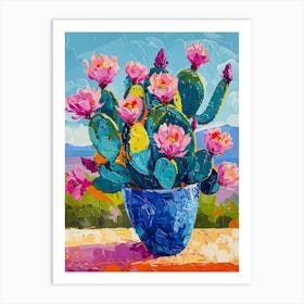 Cactus In A Blue Vase Art Print