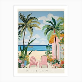 Poster Of Miami Beach, Florida, Matisse And Rousseau Style 4 Art Print
