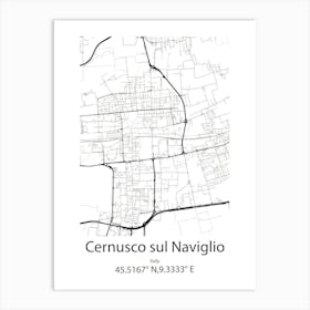 Cernusco Sul Naviglio,Italy Minimalist Map Art Print