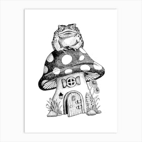 Toadstool Fairy House Sketch Art Print