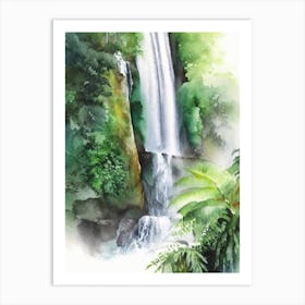 Banyumala Twin Waterfalls, Indonesia Water Colour  Art Print