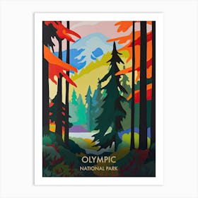 Olympic National Park Travel Poster Matisse Style 6 Art Print