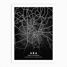 Aba Abia Nigeria Black Map Art Print