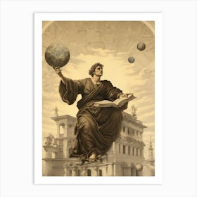 Greek Mythology Sepia Drawing  Art Print