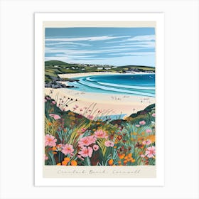 Poster Of Crantock Beach, Cornwall, Matisse And Rousseau Style 1 Art Print
