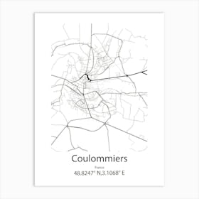 Coulommiers,France Minimalist Map Art Print