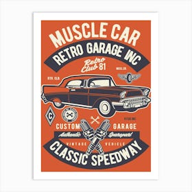 Retro Muscle Car 1 Art Print