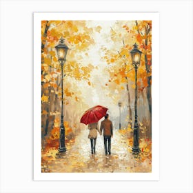 Couple Walking In The Park Art Print