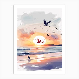 Watercolor Of Sea Bedroom Art Print Art Print