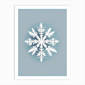 Snowfall, Snowflakes, Retro Minimal 3 Art Print