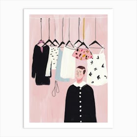 Man Hangs Clothes Art Print