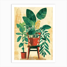 Potted Plants In A Chair Art Print