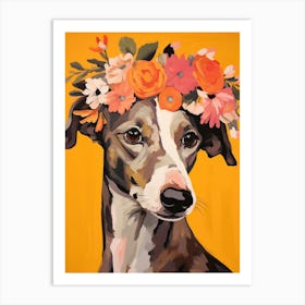 Whippet Portrait With A Flower Crown, Matisse Painting Style 3 Art Print