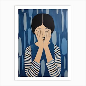 Woman Covers Her Eyes Art Print