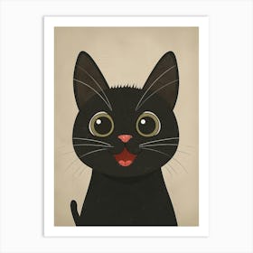 Cute Black Cat Art Print