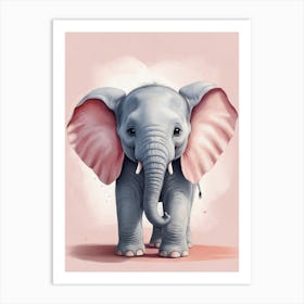 Cute Baby Elephant Nursery Ilustration (26) Art Print