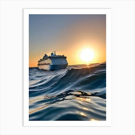 Cruise Ship At Sunset-Reimagined Art Print