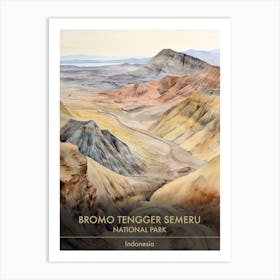 Bromo Tengger Semeru National Park Indonesia Watercolour 3 Art Print