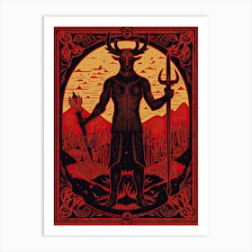 The Devil Tarot Card, Vintage 0 Art Print