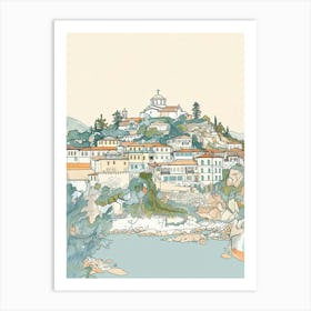 Mount Baker Usa Color Line Drawing (3) Art Print