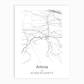 Artena,Italy Minimalist Map Affiche