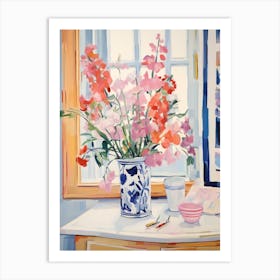 A Vase With Sweet Pea, Flower Bouquet 4 Art Print