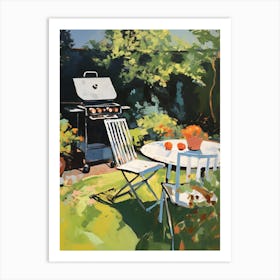 Barbecue In The Garden - expressionism Art Print