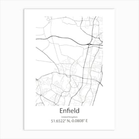 Enfield Lock,United Kingdom Minimalist Map Art Print