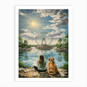 Girl And A Dog Art Print